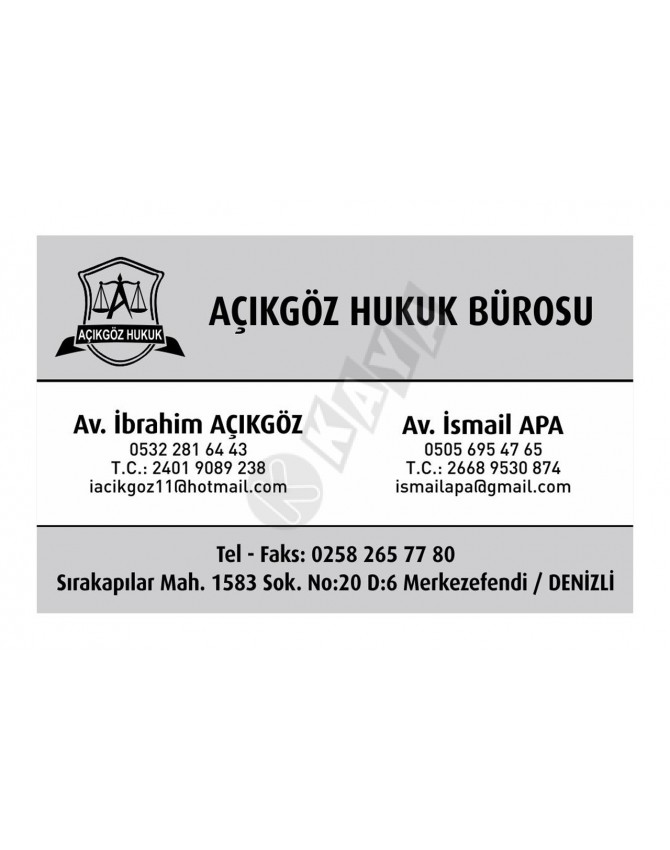 MAT SELEFONLU KARTVİZİT - AÇIKGÖZ HUKUK