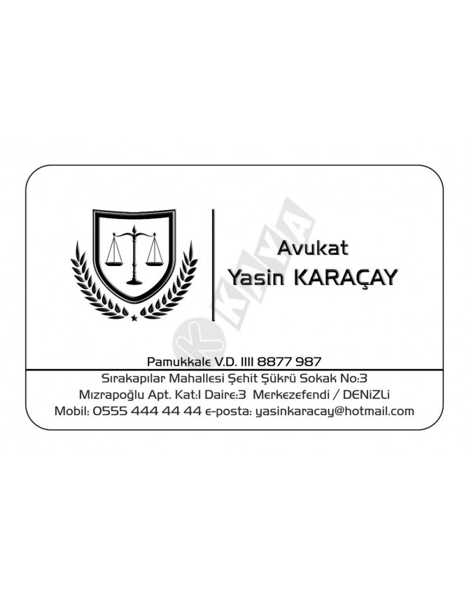 KABARTMA LAKLI KALIN KARTVİZİT - KARAÇAY HUKUK